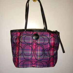 Coach poppy tartan signature shoulder/handbag.